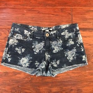 Forever 21 Floral Jean Shorts with Frill at Bottom. Size 27.
